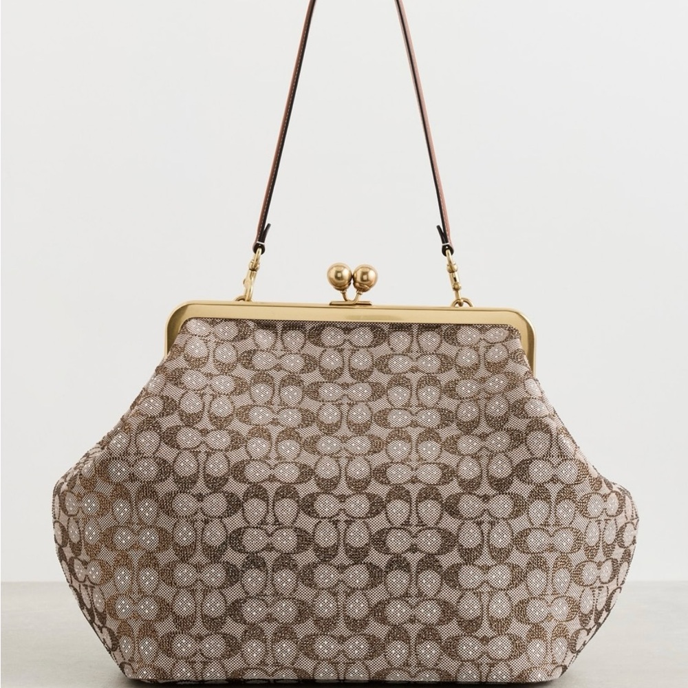 Sold-Coach Oversized Kisslock Jacquad Crystal Bag